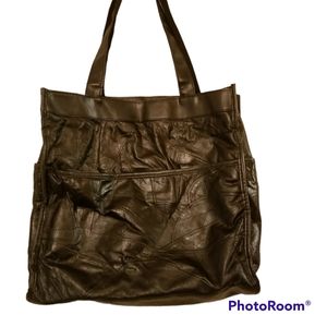 Genuine Leather Tote Black Career Travel Office Staple